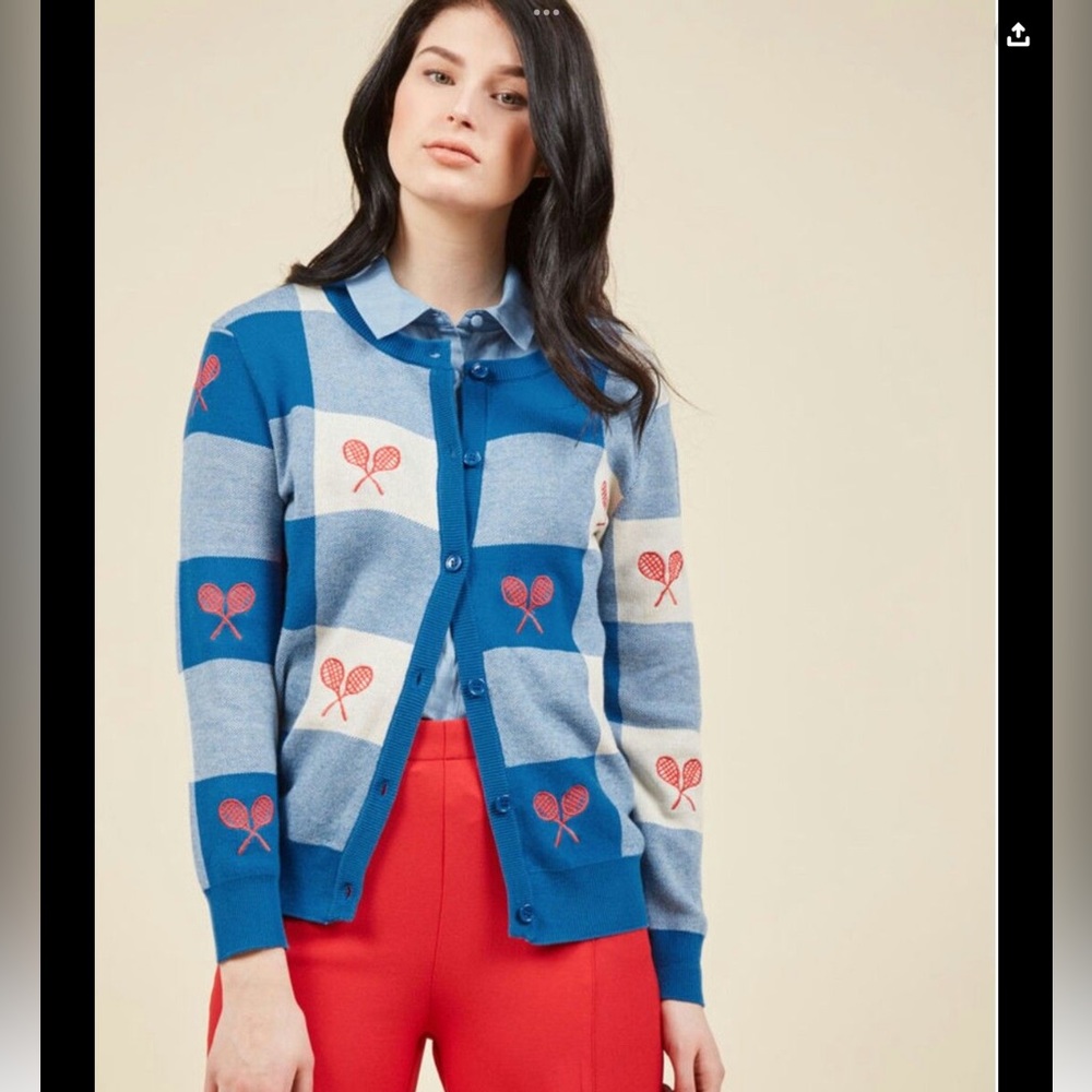 🎾PepaLoves Plot Your Court Cardigan in Blue in XS